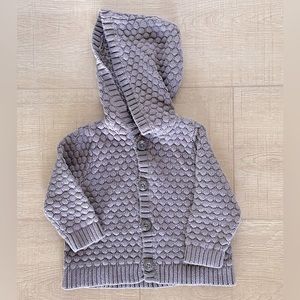 Old navy cotton knit hooded sweater brown size 12-18 months